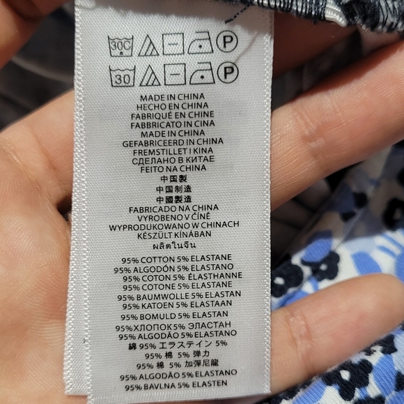 Michael Kors Blue Micro Floral AOP Ruched Fitted Blouse with Cap Sleeves - Picture 8 of 8